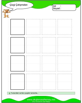okul öncesi çizgi çalışma sayfaları